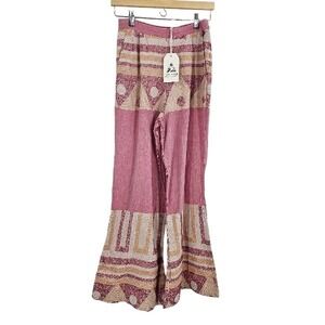 Pearl & Caviar Zakar Pants Pink Orange Loose Straight beach Preppy NWT Size XS/S